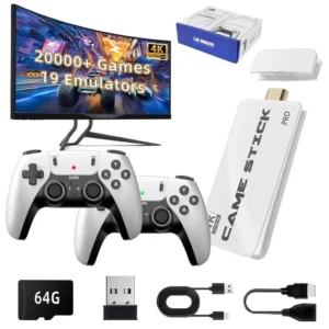 Vídeo Game Stick M15 Pro 4k 64gb Hdmi Com 2 Controles Se Fio +20mil Jogos Moby