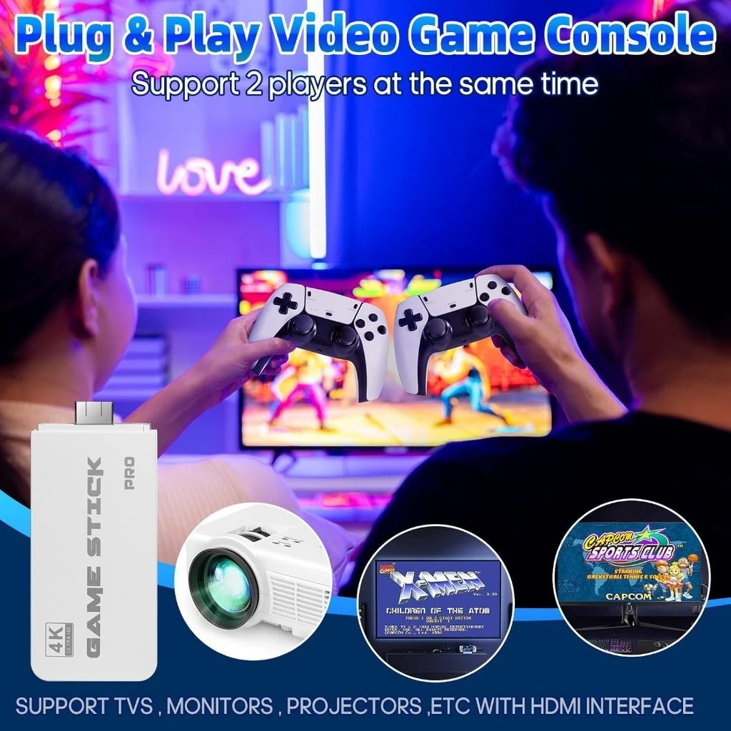Vídeo Game Stick M15 Pro 4k 64gb Hdmi Com 2 Controles Se Fio +20mil Jogos Moby - Imagem 3
