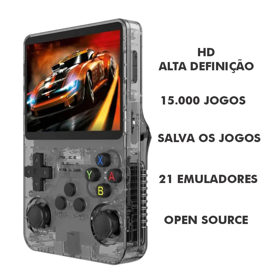 Console Portátil R36S + de 15.000 Jogos Vídeo Game 64g Linux Tela IPS 3.5 Polegadas - Imagem 7