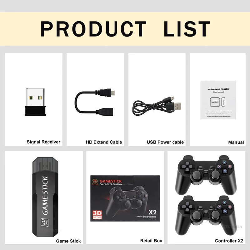 Videogame Stick 2-Console 4K GD10 , 64 Gb , 37.000 Jogos + 2 Controladores . Pronto Para Entrega Imediata De Retrô PSP - Imagem 4